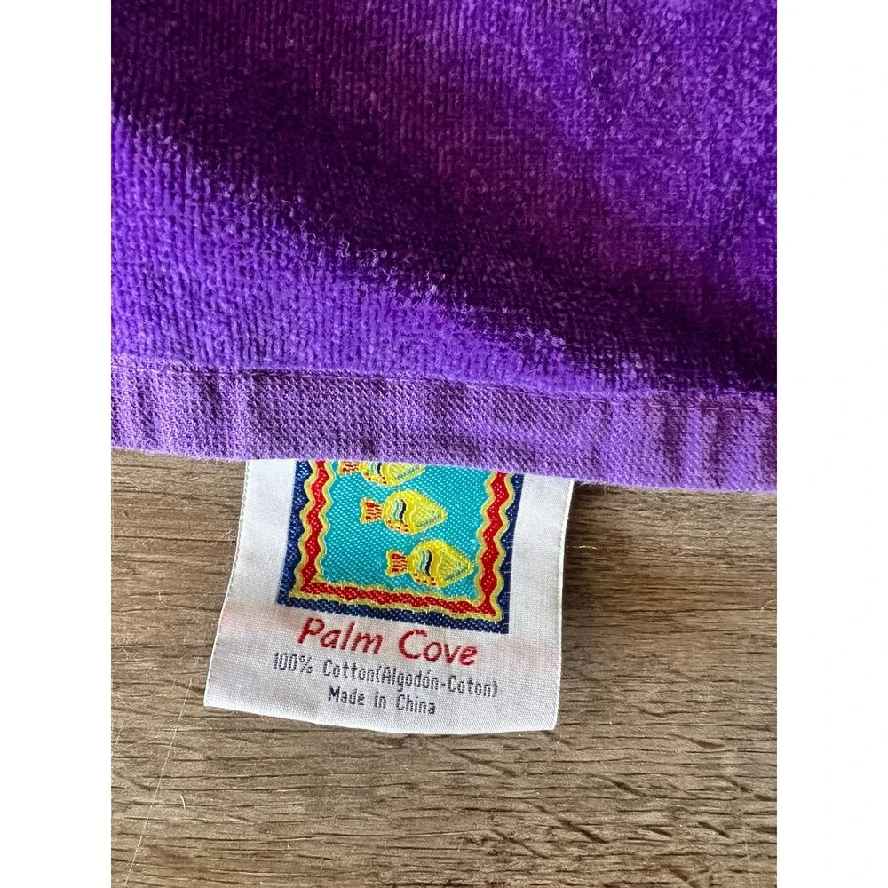 Palm Cove Beach Towel 100% Cotton Sun Fish Celestial Purple Blue 30x57.5
